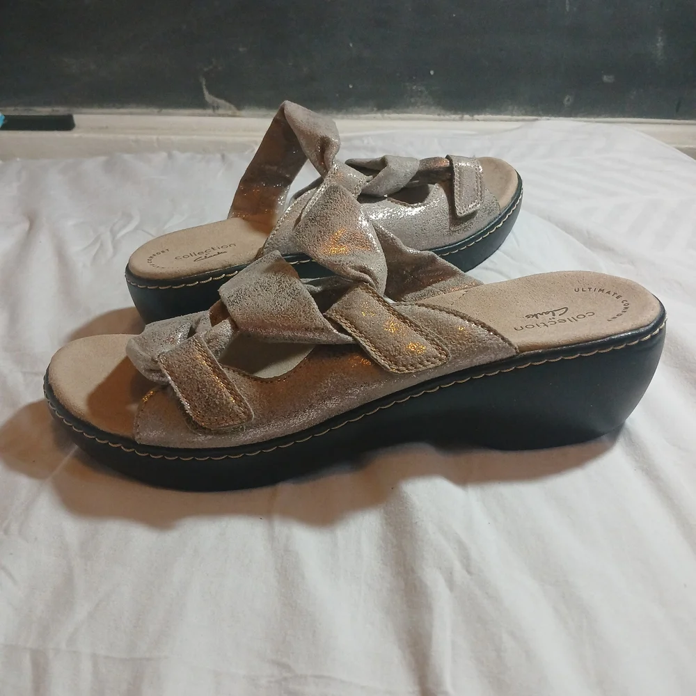 Clarks Collection Metallic Slide Sandals - Women's